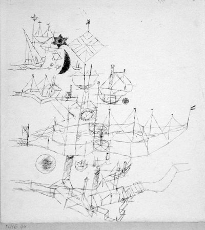 Schiffe in mehreren Schichten übereinander von Paul Klee
